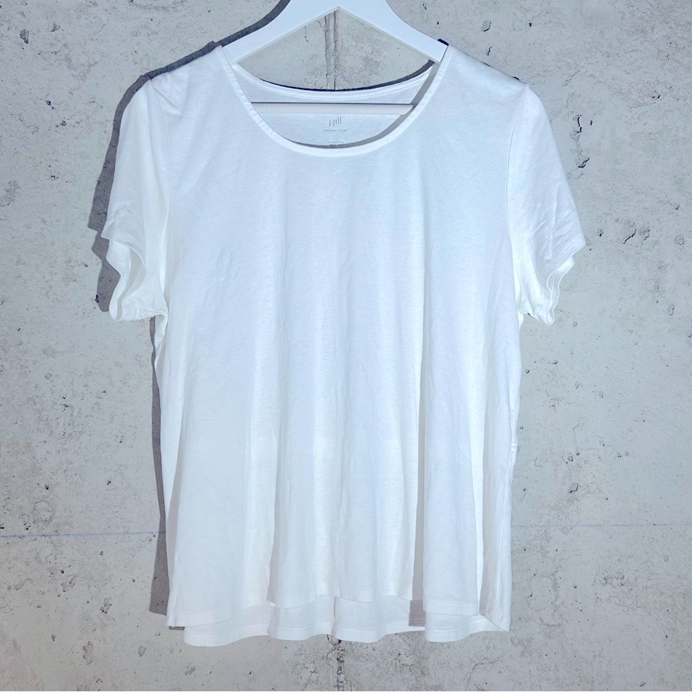 J.Jill Pima Cotton Shirred- back White Tee